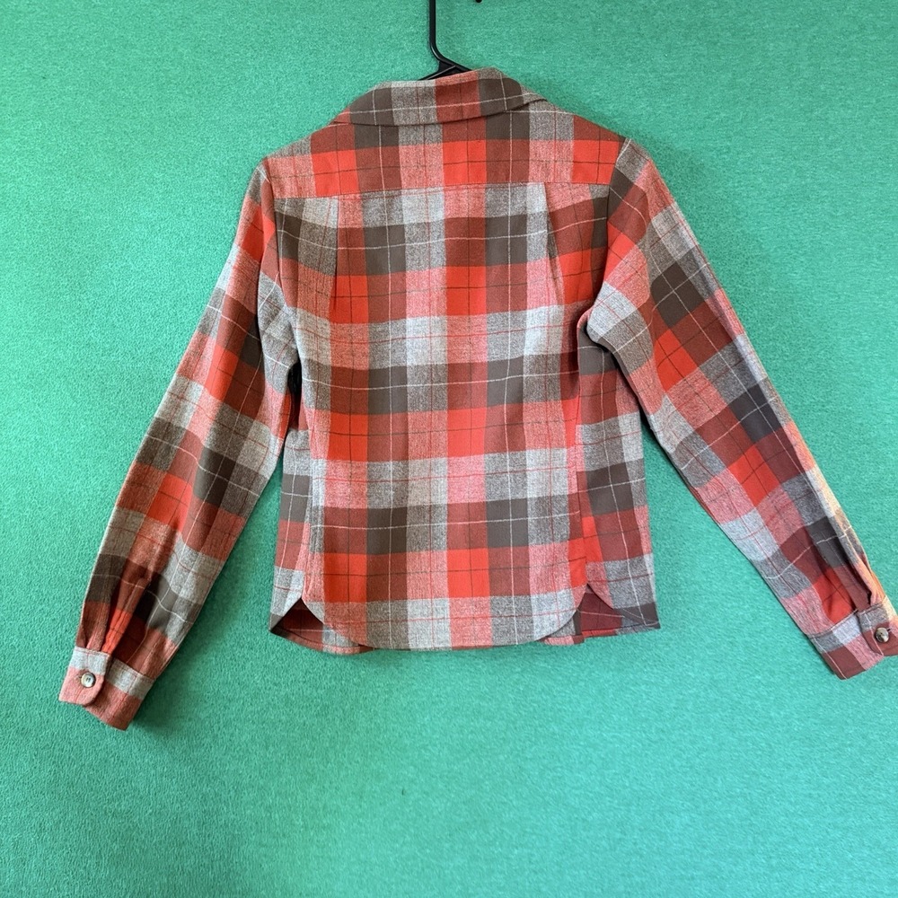 Vtg Pendleton Tuckeroo Wool Shadow Plaid Loop Collar Board Shirt Womens Medium - Picture 7 of 9